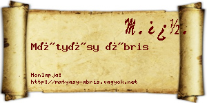 Mátyásy Ábris névjegykártya